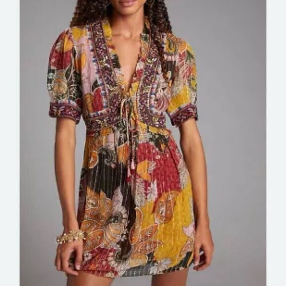 Anthropologie Boho Metallic Vacation Dress - Picture 1 of 7